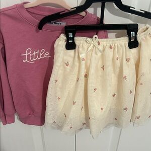 Old Navy Pink Top and Cream Skirt Set